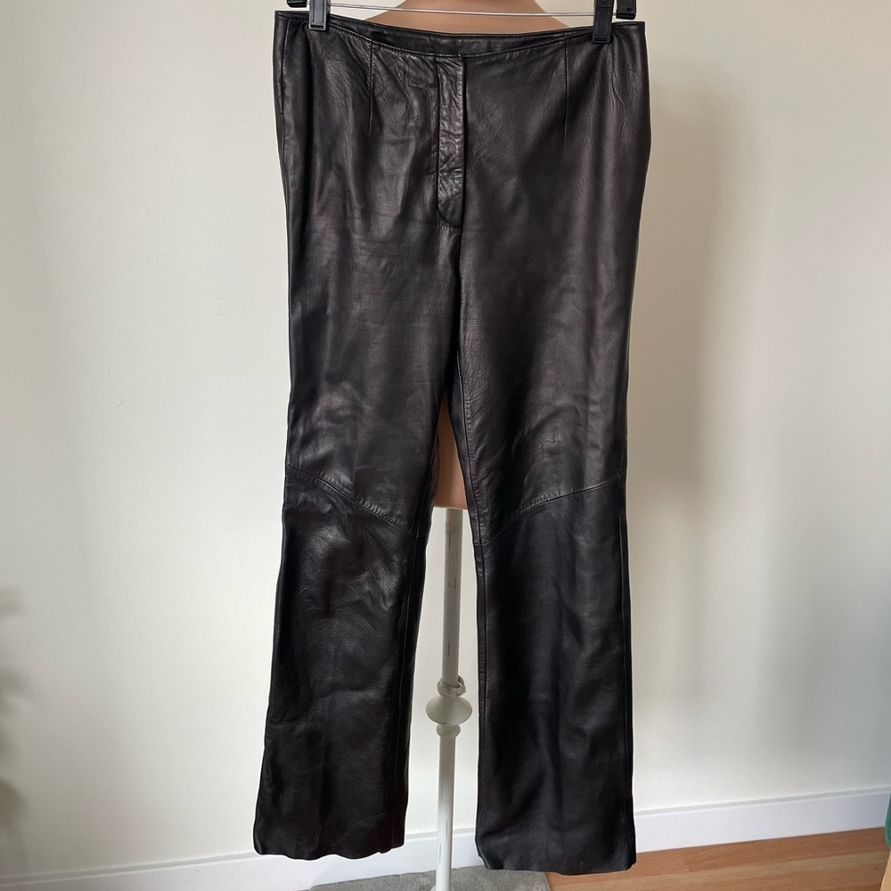 Siena Studio Vintage Black Leather Bootcut Flare High Rise Pants EUC Size 6